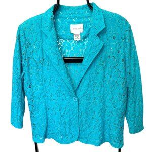 ERIN LONDON Lace Jacket Blazer Style Blue Size Medium